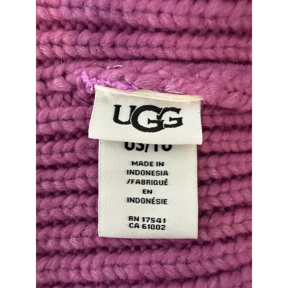 UGG Women's Chunky Rib-Knit Logo Patch Beanie in Purple Mauve, OS